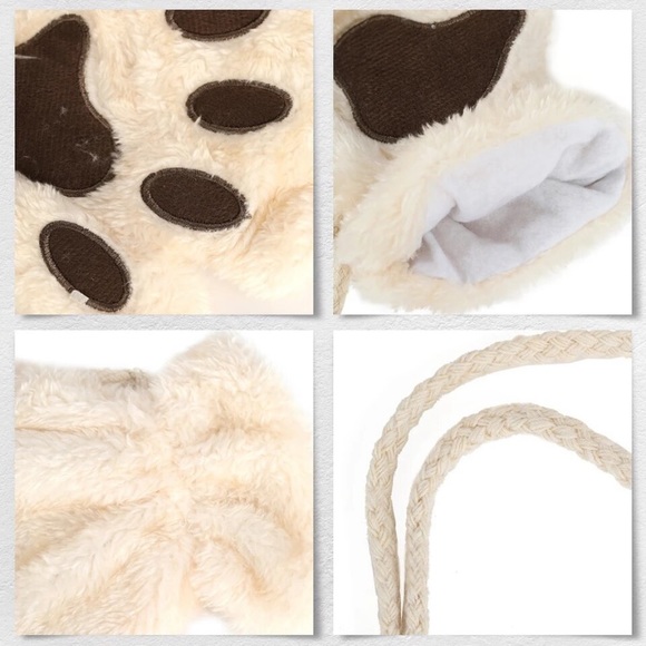 Beige cat paw🐾 fingerless furry gloves - Picture 12 of 16